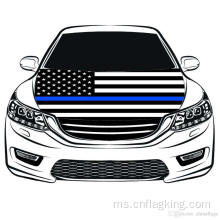 Tudung kereta Thin Blue Line USA Bendera 100% Kain Elastik Boleh Dicuci 100 * 150cm